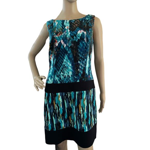 LAUNDRY by Shelly Siegel Mini Dress - Watercolor Print  Chic Boho Style Size‎ 4 - Picture 1 of 9